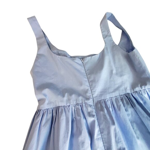 Blue Cotton Sleeveless Midi Dress With Fitted Bodice & Flared Skirt Size M - Picture 8 of 11